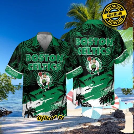 Boston Celtics Hawaiian Shirt Palm Leaves Pattern Beach Gift For Friend