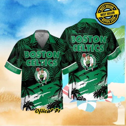 Boston Celtics Hawaiian Shirt Palm Leaves Pattern Beach Gift For Friend