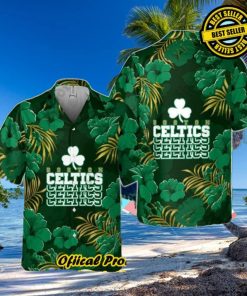 Boston Celtics Hibiscus And Tree Tropical Pattern Print Hawaiian Shirt