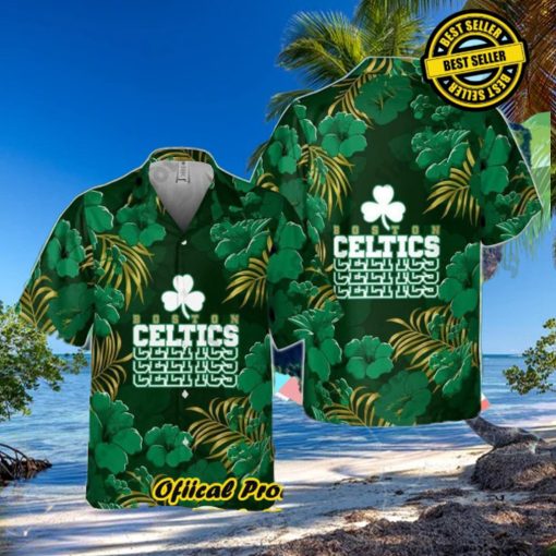 Boston Celtics Hibiscus And Tree Tropical Pattern Print Hawaiian Shirt