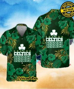 Boston Celtics Hibiscus And Tree Tropical Pattern Print Hawaiian Shirt