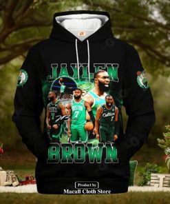 Boston Celtics Jaylen Brown Black Design Signatures Jogger Hoodie Sweatshirt 3D