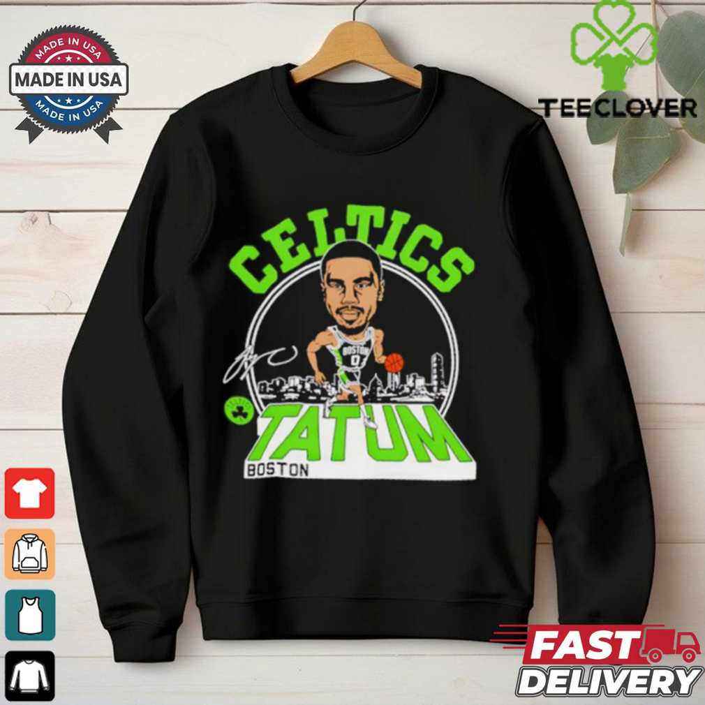 Boston Celtics Jayson Tatum signature caricature skyline shirt Boston Celtics Jayson Tatum signature caricature skyline shirt