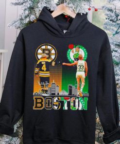 Boston Celtics Larry Bird Boston Bruins Bobby orr the legends proud fan skyline shirt