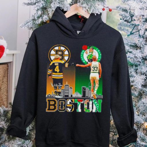 Boston Celtics Larry Bird Boston Bruins Bobby orr the legends proud fan skyline hoodie, sweater, longsleeve, shirt v-neck, t-shirt