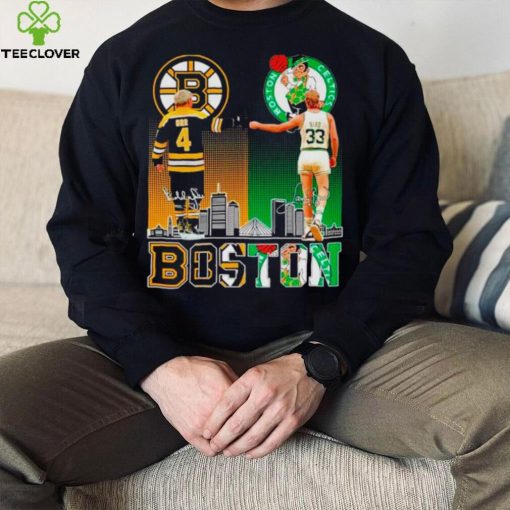 Boston Celtics Larry Bird Boston Bruins Bobby orr the legends proud fan skyline hoodie, sweater, longsleeve, shirt v-neck, t-shirt