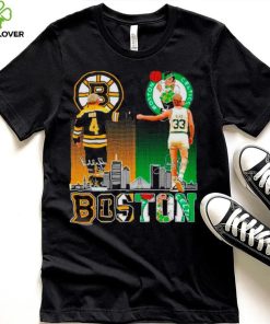 Boston Celtics Larry Bird Boston Bruins Bobby orr the legends proud fan skyline hoodie, sweater, longsleeve, shirt v-neck, t-shirt