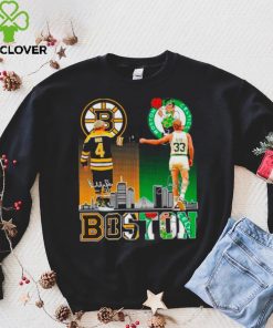 Boston Celtics Larry Bird Boston Bruins Bobby orr the legends proud fan skyline hoodie, sweater, longsleeve, shirt v-neck, t-shirt