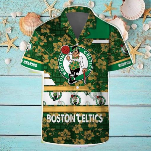 Boston Celtics Logo Pattern Vintage Aloha Hawaiian Shirts And Beach Shorts