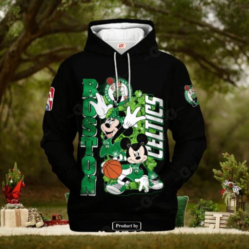 Boston Celtics Mickey And Minnie Mouse Basketball Black Design Hoodie Sweathoodie, sweater, longsleeve, shirt v-neck, t-shirt 3D