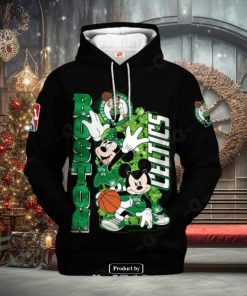 Boston Celtics Mickey And Minnie Mouse Basketball Black Design Hoodie Sweathoodie, sweater, longsleeve, shirt v-neck, t-shirt 3D