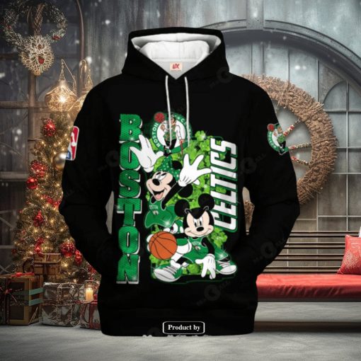 Boston Celtics Mickey And Minnie Mouse Basketball Black Design Hoodie Sweathoodie, sweater, longsleeve, shirt v-neck, t-shirt 3D