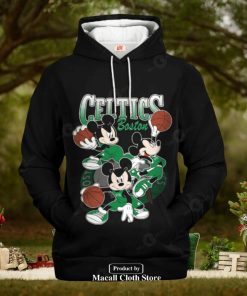 Boston Celtics Mickey Mouse Basketball Jogger Black Design Hoodie Sweatshirt 3D
