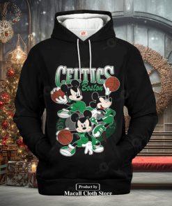 Boston Celtics Mickey Mouse Basketball Jogger Black Design Hoodie Sweatshirt 3D