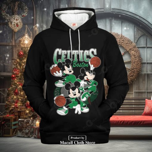 Boston Celtics Mickey Mouse Basketball Jogger Black Design Hoodie Sweatshirt 3D