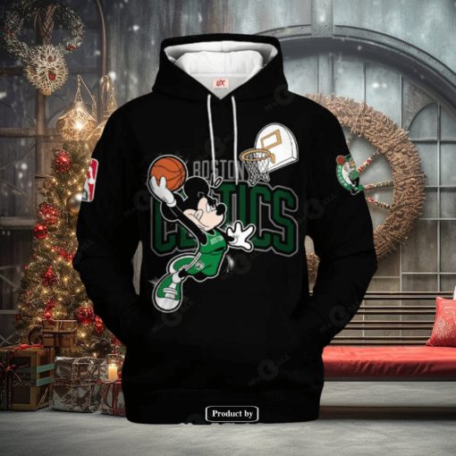 Boston Celtics Mickey Mouse Basketball Players Black Design Hoodie Sweathoodie, sweater, longsleeve, shirt v-neck, t-shirt 3D