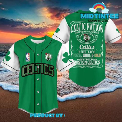 Boston Celtics NBA For Life Baseball Jersey