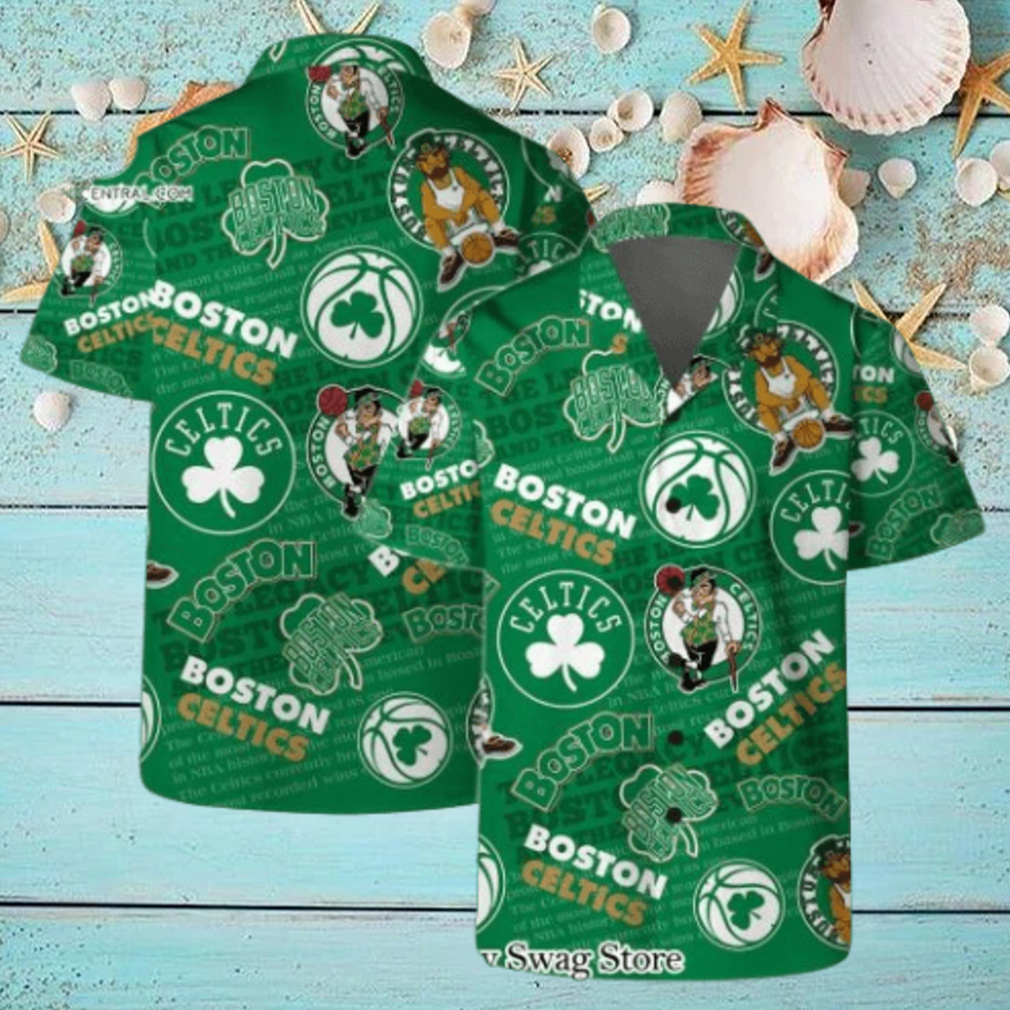Boston Celtics NBA Team Logo Basketball Stars Pattern Hawaiian Set Boston Celtics NBA Team Logo Basketball Stars Pattern Hawaiian Set