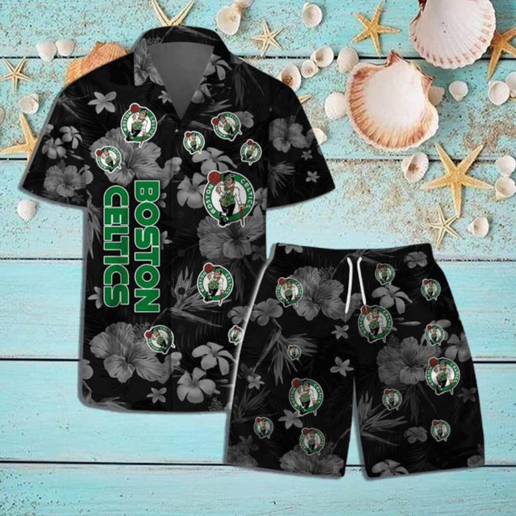 Boston Celtics NBA Team Logo Floral Hawaiian Shirt & Short Vintage Design