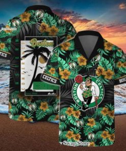 Boston Celtics NBA Team Logo Floral Leaf Pattern Hawaiian Set