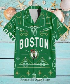 Boston Celtics NBA Team Logo Illustration Design Hawaiian Set