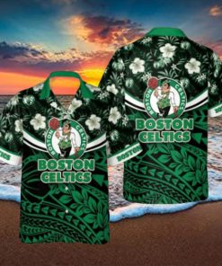 Boston Celtics National National Basketball Association Polynesian Pattern All Over Print Hawaiian Set