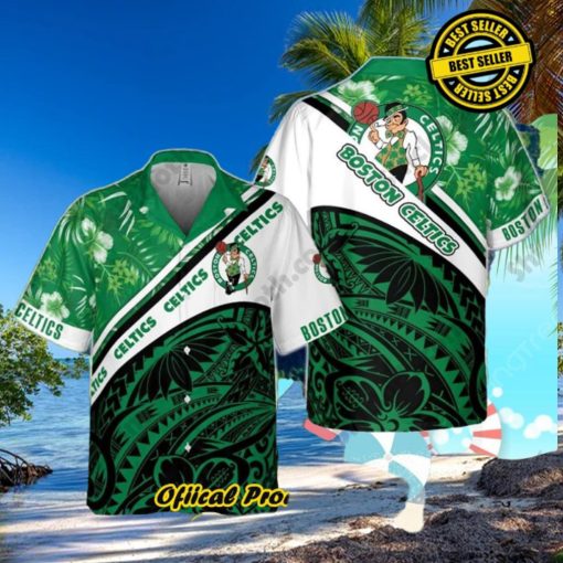 Boston Celtics Polynesian Pattern National National Basketball Association Hawaiian Shirt