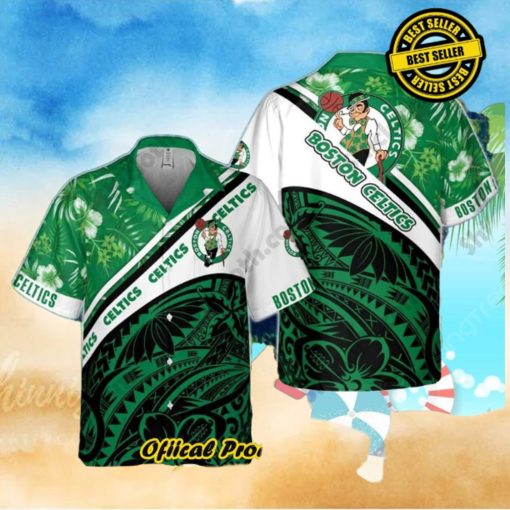 Boston Celtics Polynesian Pattern National National Basketball Association Hawaiian Shirt