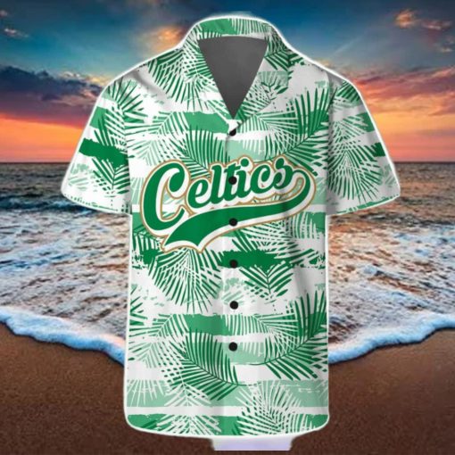 Boston Celtics Summer Hawaii Team Shirt Pattern Leaves Tropical Hawaiian Shirts And Beach Shorts