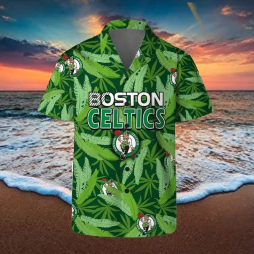 Boston Celtics Summer Hawaii Team Shirt Pattern Leaves Vintage Art Hawaiian Shirts And Beach Shorts