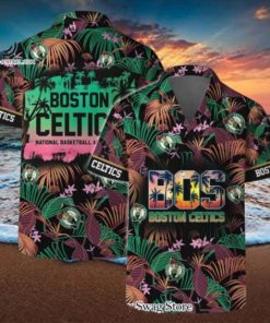 Boston Celtics Team Logo Pattern Aloha Colorful Hawaiian Set