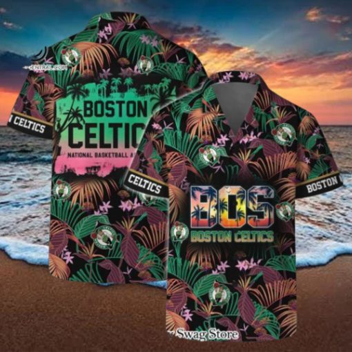 Boston Celtics Team Logo Pattern Aloha Colorful Hawaiian Set