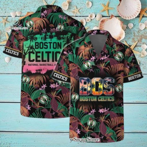 Boston Celtics Team Logo Pattern Aloha Colorful Hawaiian Set