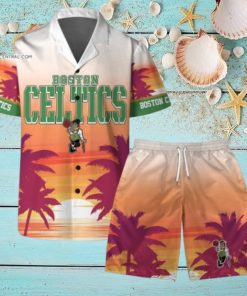 Boston Celtics Team Logo Pattern Sunset Tropical Hawaiian Set