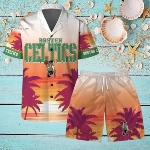 Boston Celtics Team Logo Pattern Sunset Tropical Hawaiian Set