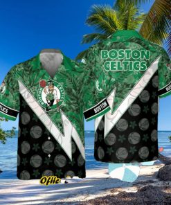 Boston Celtics Tropical And Basketball Pattern Print Hawaiian Shirt