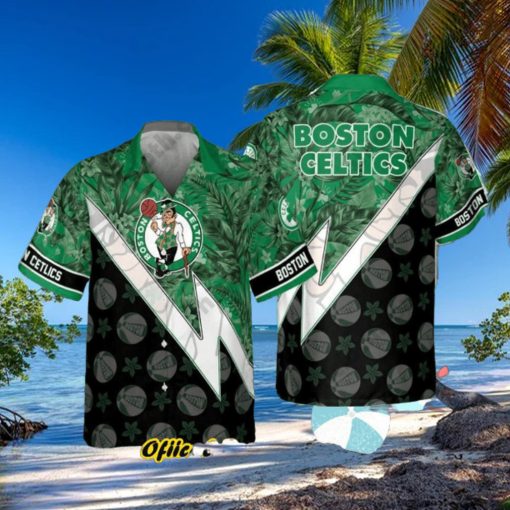 Boston Celtics Tropical And Basketball Pattern Print Hawaiian Shirt