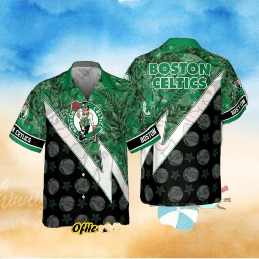 Boston Celtics Tropical And Basketball Pattern Print Hawaiian Shirt