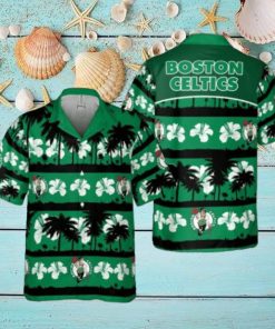 Boston Celtics White Hibiscus Flower On Green Background Print Hawaiian Set