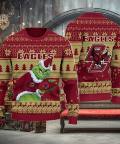 Boston College Eagles Grinch Ugly Christmas Sweater