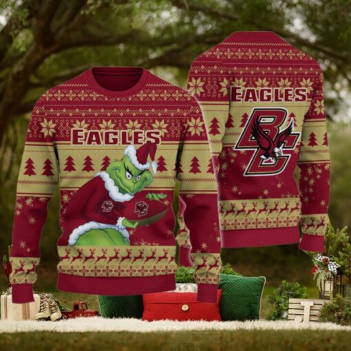 Boston College Eagles Grinch Ugly Christmas Sweater