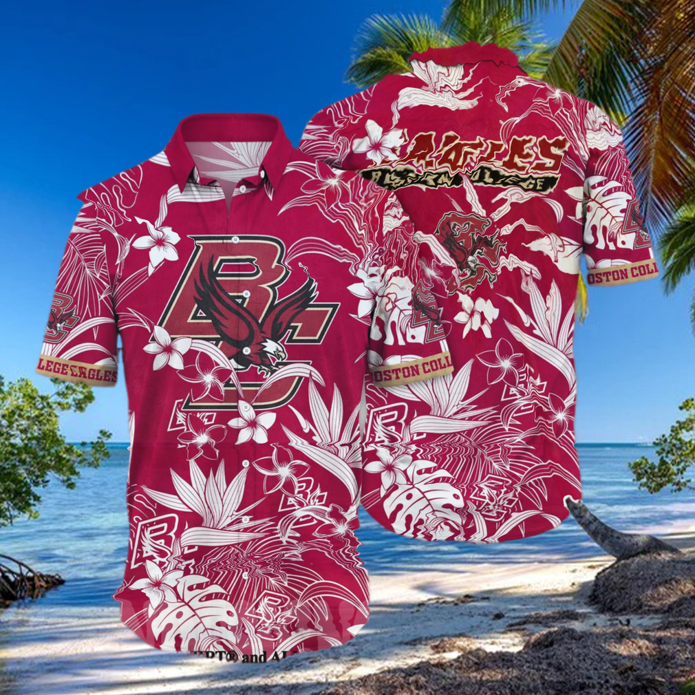 Boston College Eagles NCAA Flower Full Print Unisex Hawaiian Shirt Boston College Eagles NCAA Flower Full Print Unisex Hawaiian Shirt