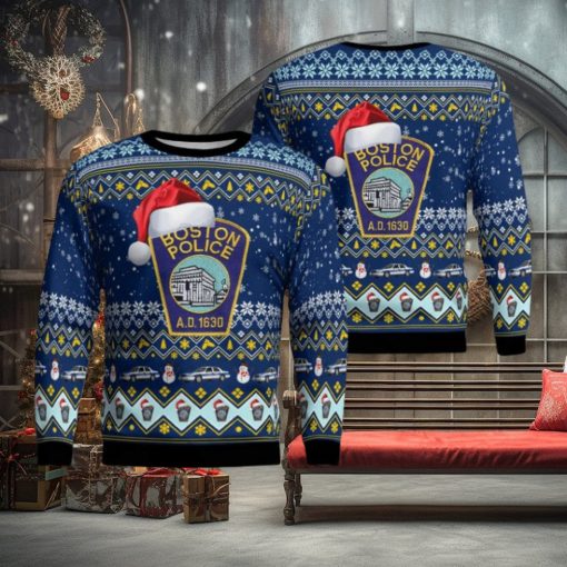 Boston Police Department For Christmas Gifts Ugly Xmas Sweater