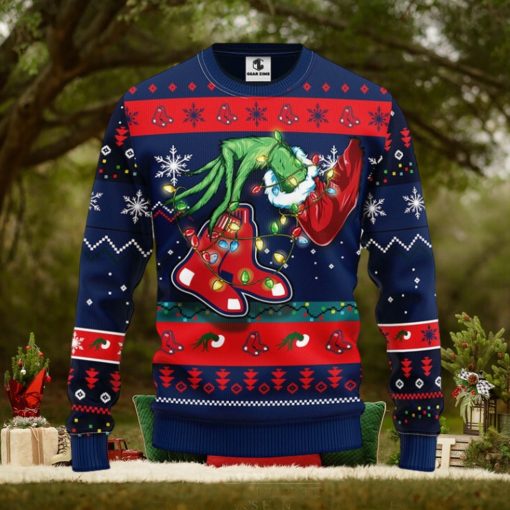 Boston Red Sox Funny Grinch Christmas Ugly Sweater
