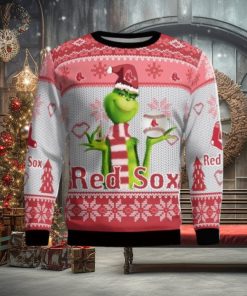 Boston Red Sox Grinch Snowflake Pattern Ugly Sweater Christmas