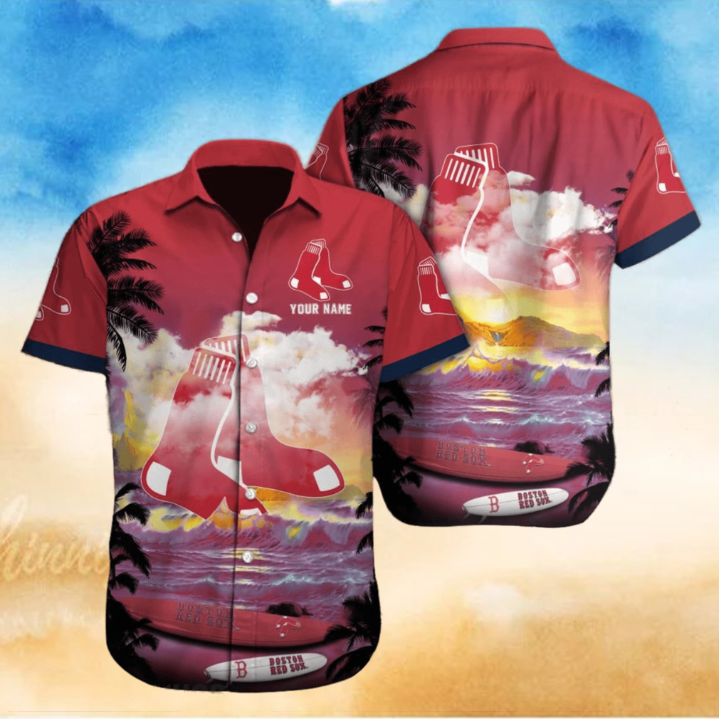 Boston Red Sox MLB Custom Name Hawaiian Shirt Boston Red Sox MLB Custom Name Hawaiian Shirt