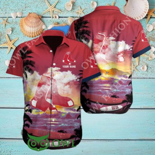 Boston Red Sox MLB Custom Name Trendy Aloha Sea Hawaiian Shirt