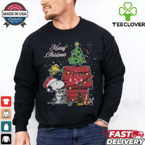 Boston Red Sox Merry Christmas With Snoopy Baby T Shirt