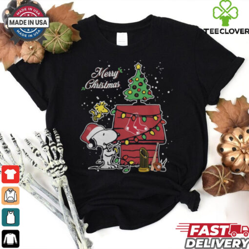 Boston Red Sox Merry Christmas With Snoopy Baby T Shirt