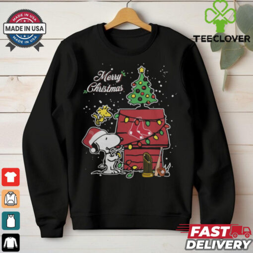 Boston Red Sox Merry Christmas With Snoopy Baby T Shirt